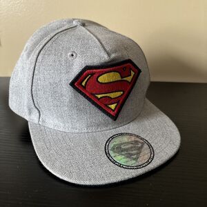 DC Superman Hat Snapback Baseball Cap Boys 4-8 Y H&M Blue Gray Comics Man Steel